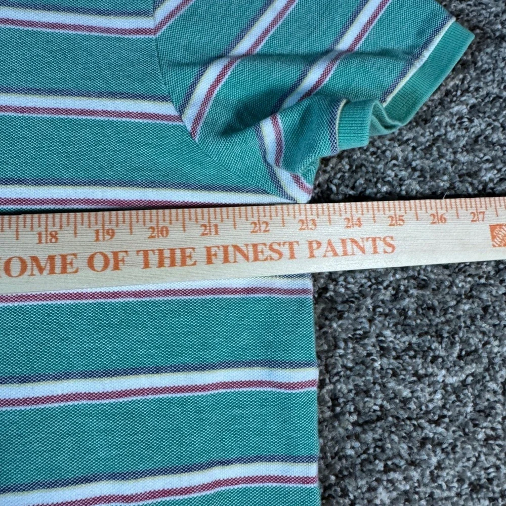 Polo Ralph Lauren Mens XL Custom Fit Striped Polo Shirt Green Pink Tennis Tail